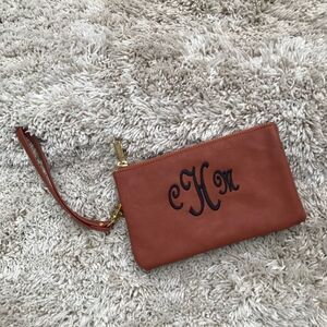 Faux leather wristlet 
